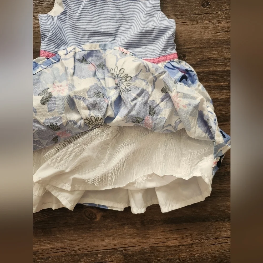 Carter's Striped Blue and White Floral Special Occasions Dress